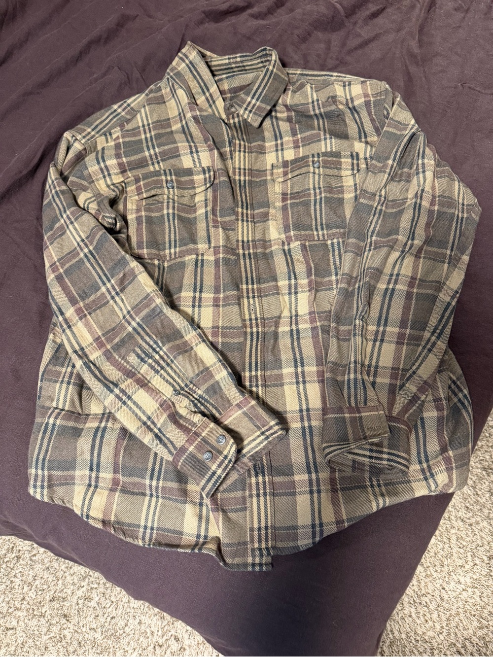 Prana Plaid Shirt Jacket in Beige and Brown
